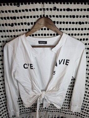 White C'est La Vie Tie-Front Women's Top